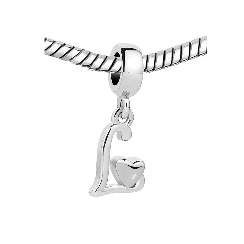 KunBead Initials L Letter Alphabet Love Heart Birthday Dangle Charm Compatible with Pandora Bracelet for Women - Image 2